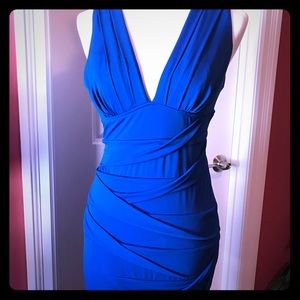 Blue fitted bandage mini dress